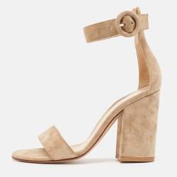 Pre Owned Gianvito Rossi Beige Suede Versilia Sandals Size 34