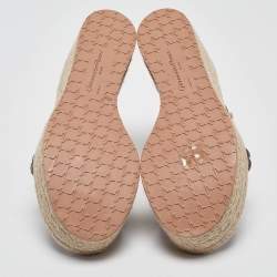 Gianvito Rossi Brown Braided Leather Merida Espadrille Wedge Sandals Size 40.5