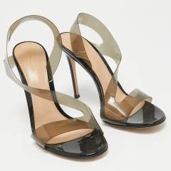 Pre Owned Gianvito Rossi Black/Brown PVC Metropolis Slide Sandals Size 39