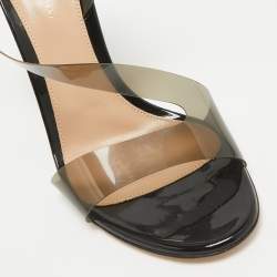 Pre Owned Gianvito Rossi Black/Brown PVC Metropolis Slide Sandals Size 39