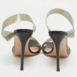 Pre Owned Gianvito Rossi Black/Brown PVC Metropolis Slide Sandals Size 39