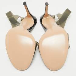 Pre Owned Gianvito Rossi Black/Brown PVC Metropolis Slide Sandals Size 39