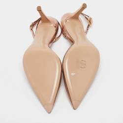 Gianvito Rossi Rose Gold PVC and Leather Ribbon Slingback Pumps Size 38.5