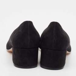 Pre Owned Gianvito Rossi Black Suede Piper Block Heel Pumps Size 39.5