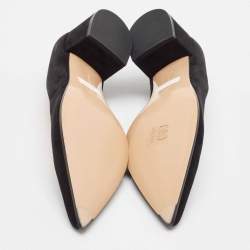 Pre Owned Gianvito Rossi Black Suede Piper Block Heel Pumps Size 39.5