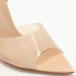 Gianvito Rossi Beige PVC and Patent Leather Bree D'orsay Pumps Size 40.5