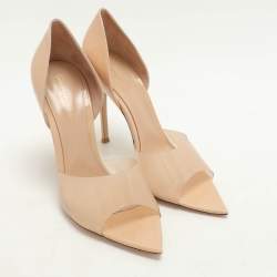 Gianvito Rossi Beige PVC and Patent Leather Bree D'orsay Pumps Size 40.5
