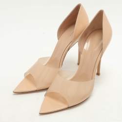 Gianvito Rossi Beige PVC and Patent Leather Bree D'orsay Pumps Size 40.5