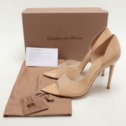 Gianvito Rossi Beige PVC and Patent Leather Bree D'orsay Pumps Size 40.5