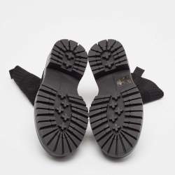 Pre Owned Gianvito Rossi Black Knit Fabric Torrance Ankle Boots Size 35