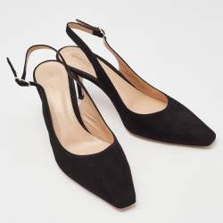 Pre Owned Gianvito Rossi Black Suede Slingback Pumps 38.5