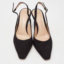 Pre Owned Gianvito Rossi Black Suede Slingback Pumps 38.5