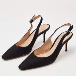 Pre Owned Gianvito Rossi Black Suede Slingback Pumps 38.5