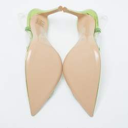 Gianvito Rossi Transparent/Green PVC and Suede Embellished Hortensia Pumps Size 38
