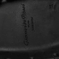 Pre Owned Gianvito Rossi Black Leather Montey Ankle Boots Size 37.5