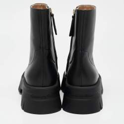 Pre Owned Gianvito Rossi Black Leather Montey Ankle Boots Size 37.5