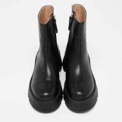 Pre Owned Gianvito Rossi Black Leather Montey Ankle Boots Size 37.5