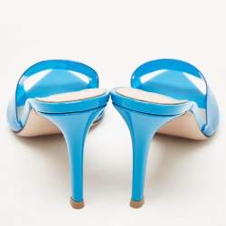 Pre Owned Gianvito Rossi Blue PVC Elle Slide Sandals Size 37.5