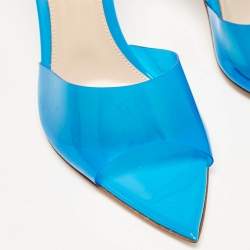 Pre Owned Gianvito Rossi Blue PVC Elle Slide Sandals Size 37.5