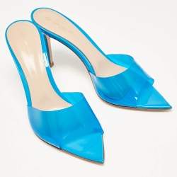 Pre Owned Gianvito Rossi Blue PVC Elle Slide Sandals Size 37.5