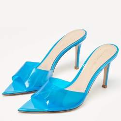 Pre Owned Gianvito Rossi Blue PVC Elle Slide Sandals Size 37.5
