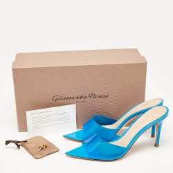 Pre Owned Gianvito Rossi Blue PVC Elle Slide Sandals Size 37.5