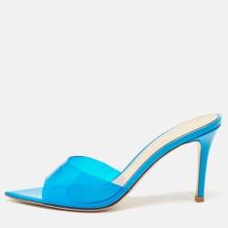 Pre Owned Gianvito Rossi Blue PVC Elle Slide Sandals Size 37.5