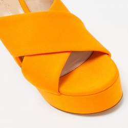 Gianvito Rossi Orange Satin Sue Slide Sandals Size 39