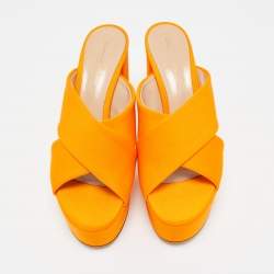 Gianvito Rossi Orange Satin Sue Slide Sandals Size 39