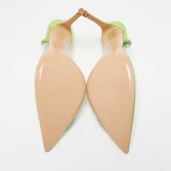 Pre Owned Gianvito Rossi Transparent/Green PVC and Suede Embellished Hortensia Pumps Size 39.5