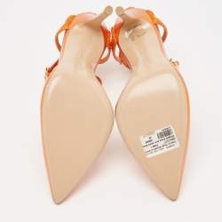 Gianvito Rossi Metallic Orange Leather Fleur Sandals Size 39