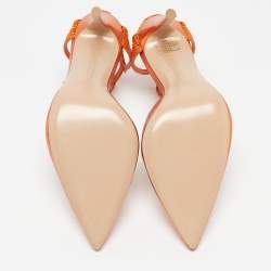 Pre Owned Gianvito Rossi Metallic Orange Leather Fleur Sandals Size 39