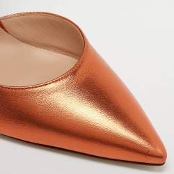 Pre Owned Gianvito Rossi Metallic Orange Leather Fleur Sandals Size 39