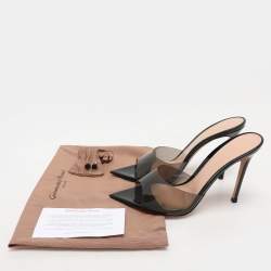 Pre Owned Gianvito Rossi Black PVC Elle Slide Sandals Size 38