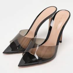 Pre Owned Gianvito Rossi Black PVC Elle Slide Sandals Size 38