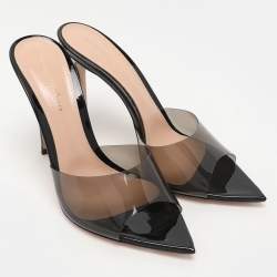 Pre Owned Gianvito Rossi Black PVC Elle Slide Sandals Size 38