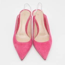 Pre Owned Gianvito Rossi Pink PVC and Suede Slingback Pumps Size 38.5