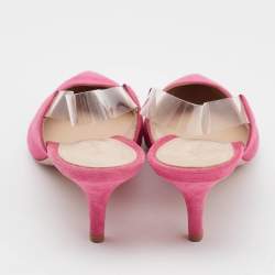 Pre Owned Gianvito Rossi Pink PVC and Suede Slingback Pumps Size 38.5