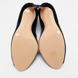 Pre Owned Gianvito Rossi Navy Blue Velvet Miral Booties Size 41