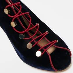 Pre Owned Gianvito Rossi Navy Blue Velvet Miral Booties Size 41