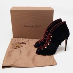 Pre Owned Gianvito Rossi Navy Blue Velvet Miral Booties Size 41