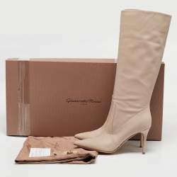Pre Owned Gianvito Rossi Beige Leather Hansen Knee Length Boots Size 42