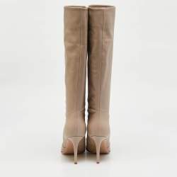 Pre Owned Gianvito Rossi Beige Leather Hansen Knee Length Boots Size 42