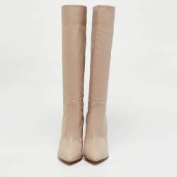 Pre Owned Gianvito Rossi Beige Leather Hansen Knee Length Boots Size 42