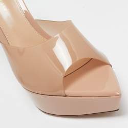 Pre Owned Gianvito Rossi Beige PVC Alise Platform Mules Size 38.5