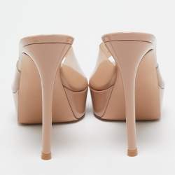 Pre Owned Gianvito Rossi Beige PVC Alise Platform Mules Size 38.5