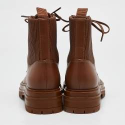 Gianvito Rossi Brown Fabric and Leather Martis Ankle Boots Size 36
