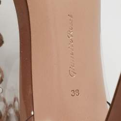 Pre Owned Gianvito Rossi Transparent/Beige PVC and Leather Helmut Ankle Booties Size 38