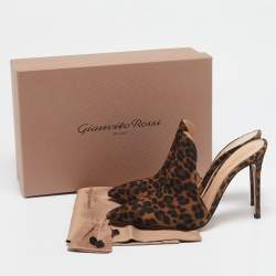 Pre Owned Gianvito Rossi Brown/Black Leopard Print Fabric Aramis Mules Size 39