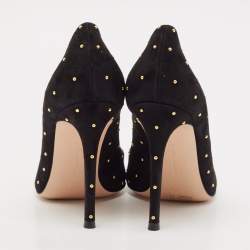Pre Owned Gianvito Rossi Black Studded Suede Pointed-Toe Pumps Size 36